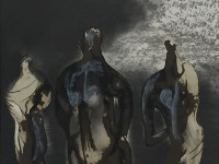 Henry Moore.  Inglaterra 1898-1986. Figures with sky background II, litografía, 60 x 60 cms. 1981